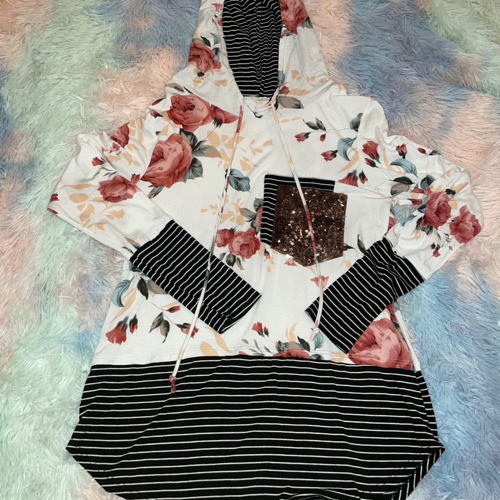 Floral glitter hoodie
